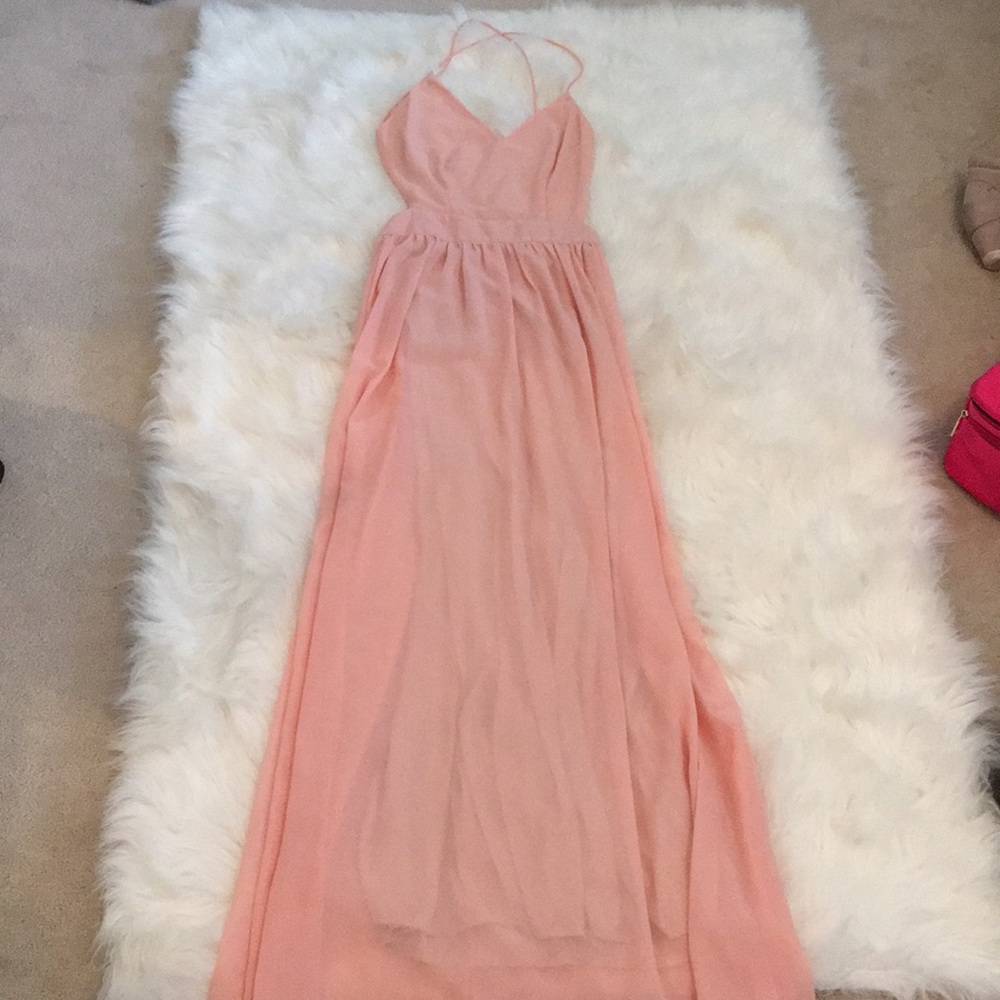 Peach backless maxi gown